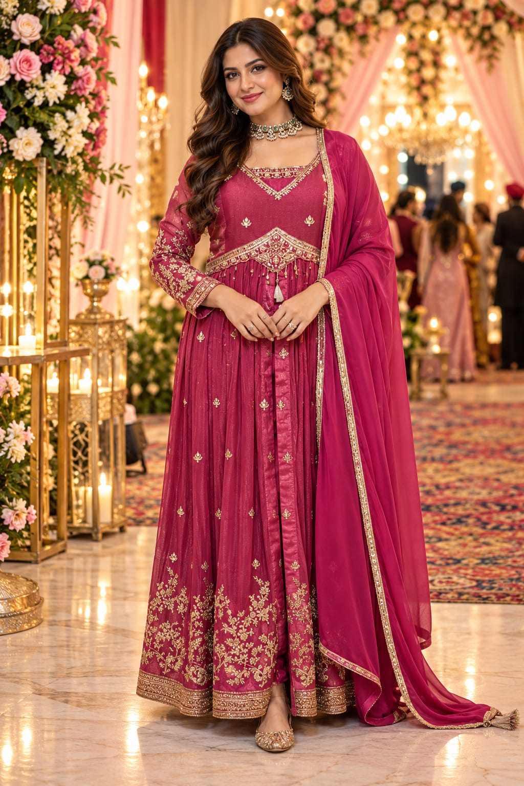 Magenta Berry Zari Anarkali — Gowns at Trendy Closet, Morrisville NC
