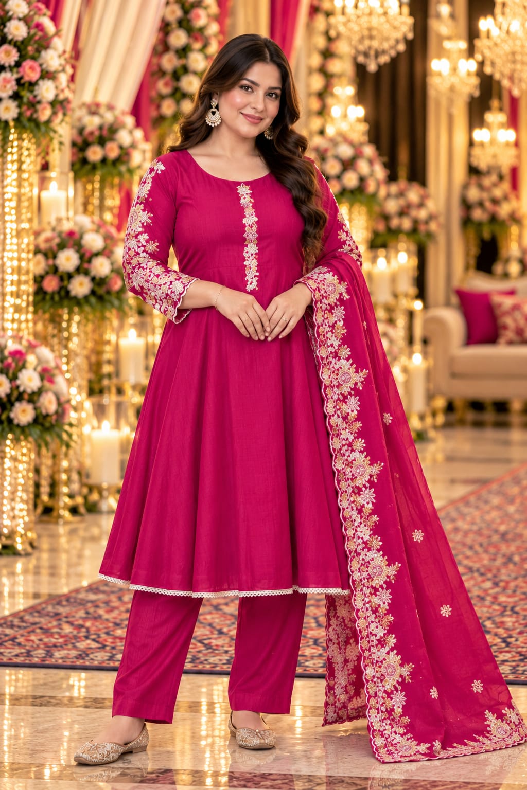 Magenta Gardenia Anarkali — Suit Set at Trendy Closet, Morrisville NC