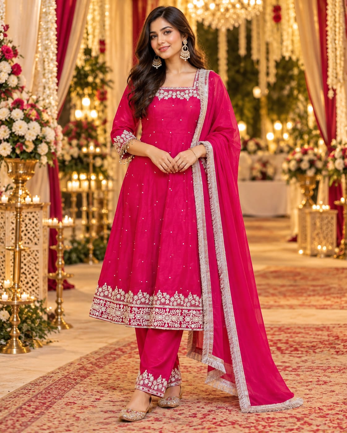 Magenta Moonbeam Anarkali Set — Suit Set at Trendy Closet, Morrisville NC