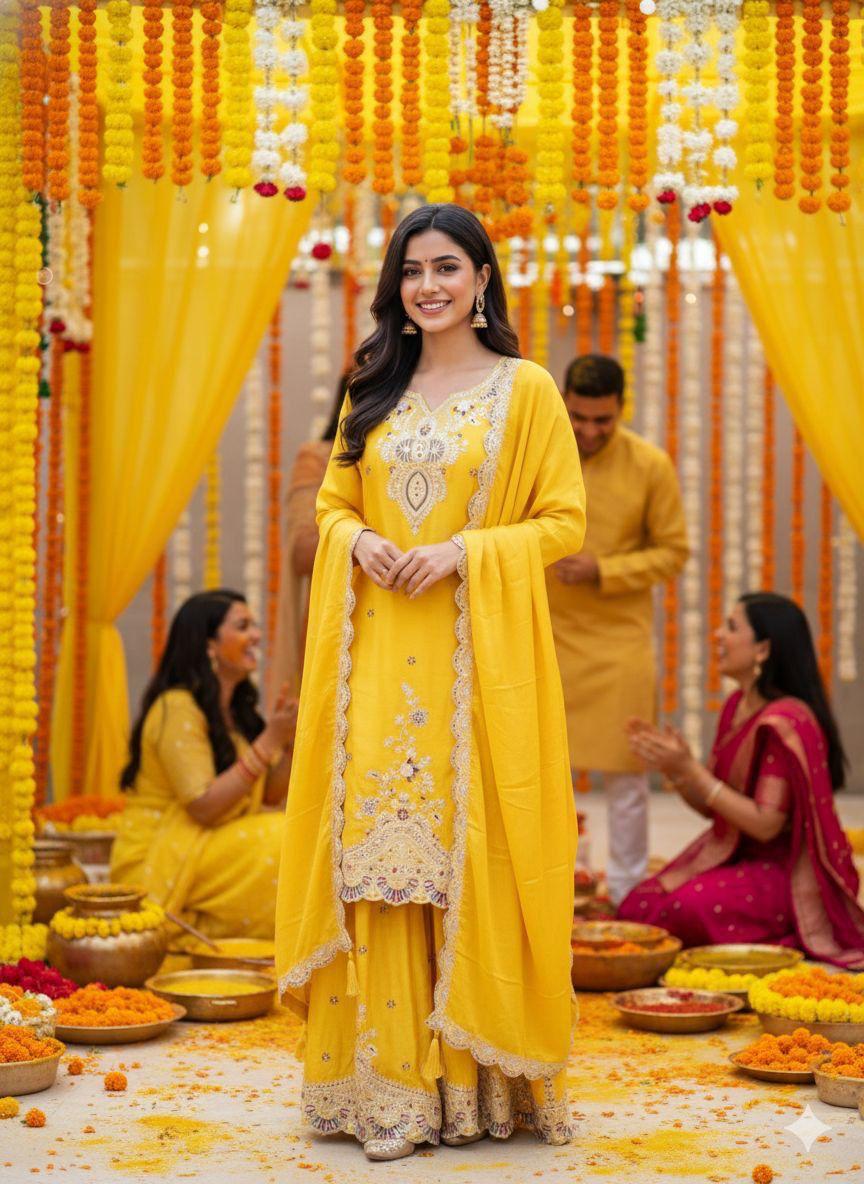 Marigold Radiance Sharara — Sharara Suits at Trendy Closet, Morrisville NC