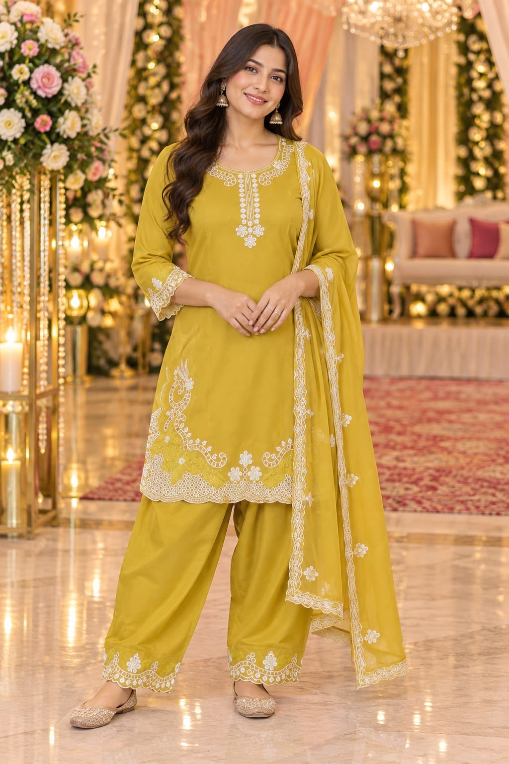 Marigold Scallop Palazzo Set — Palazzo Set at Trendy Closet, Morrisville NC