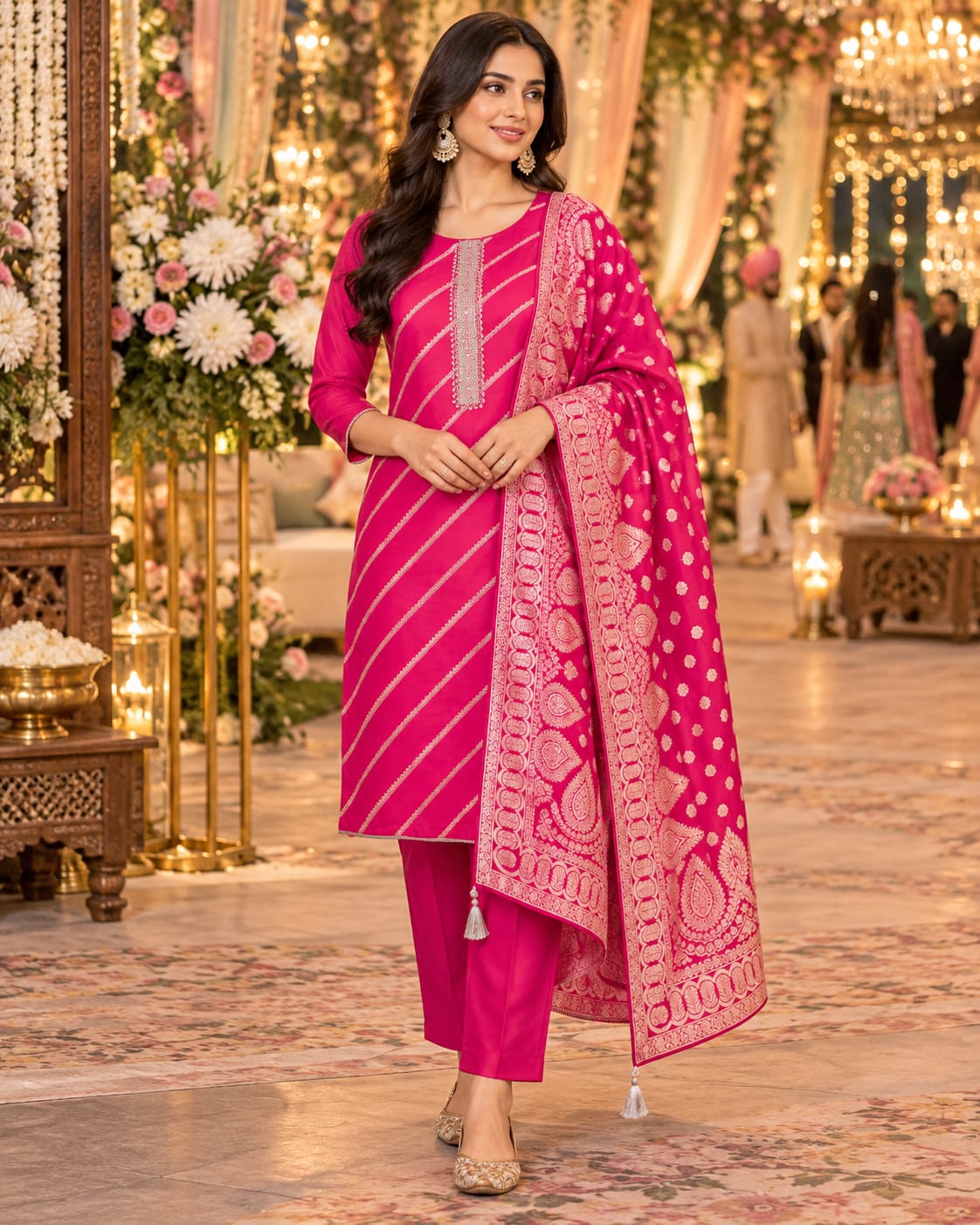 Radiant Rose Banarasi Set — Suit Set at Trendy Closet, Morrisville NC