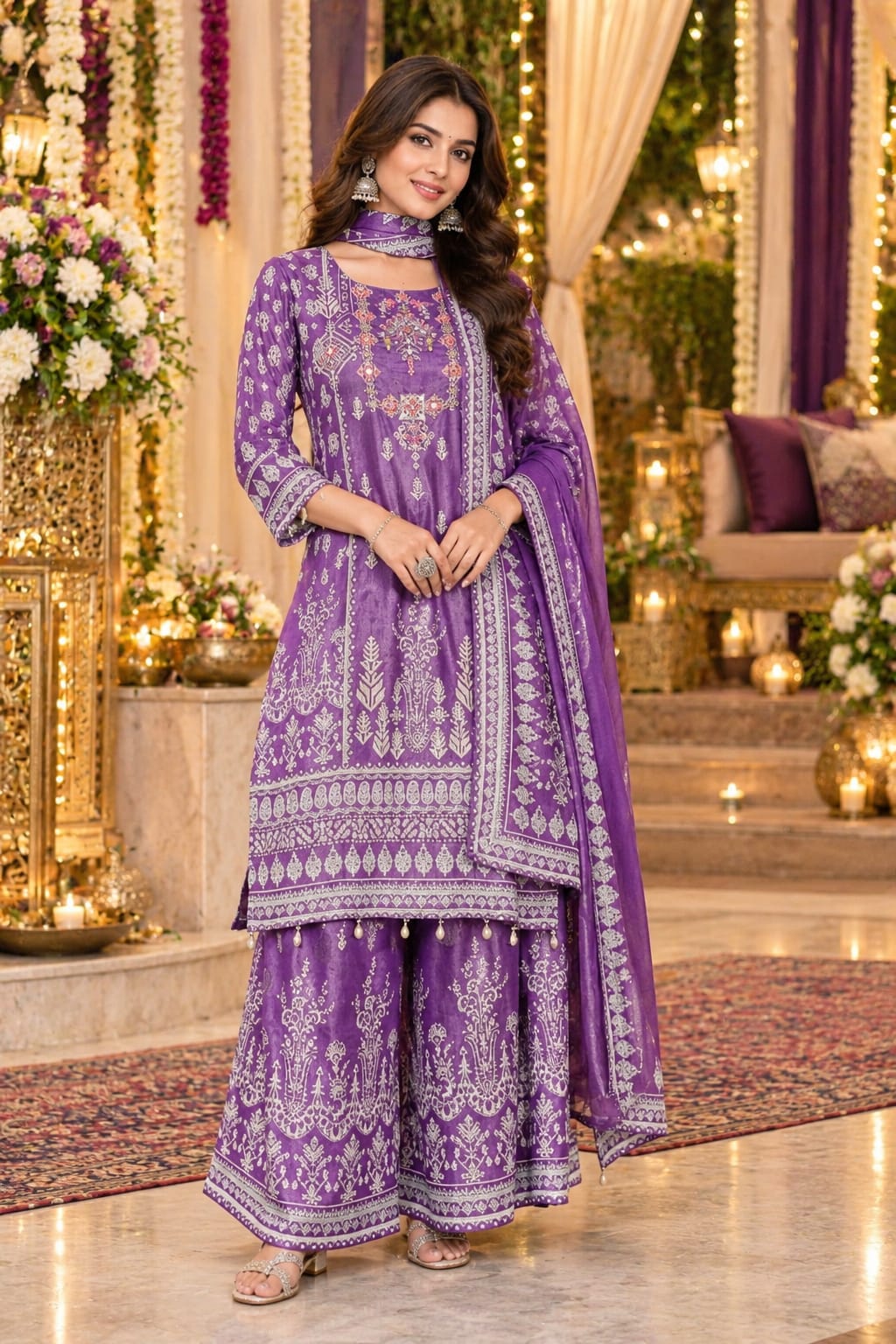 Royal Amethyst Sharara Set — Sharara Suits at Trendy Closet, Morrisville NC