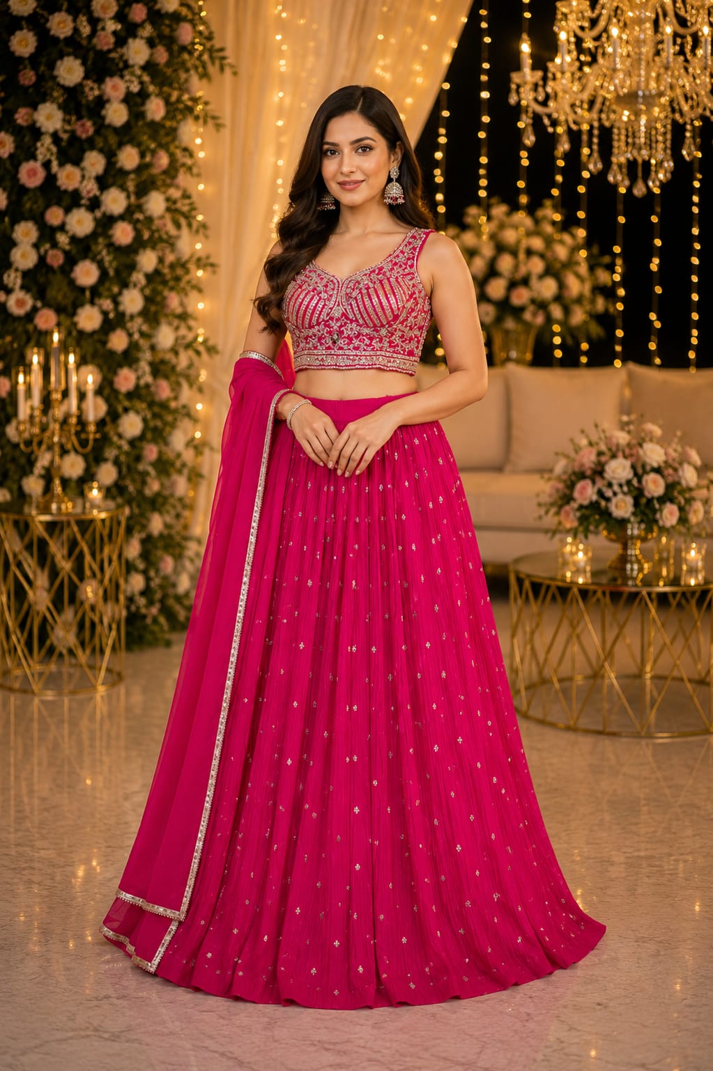 Ruby Radiance Designer Lehenga — Lehengas at Trendy Closet, Morrisville NC