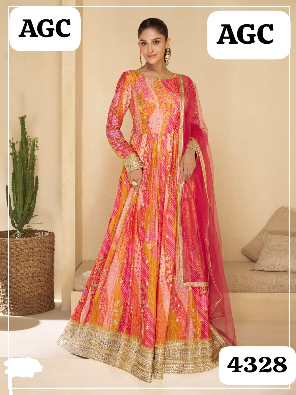Saffron Bloom Anarkali — Suit Set at Trendy Closet, Morrisville NC
