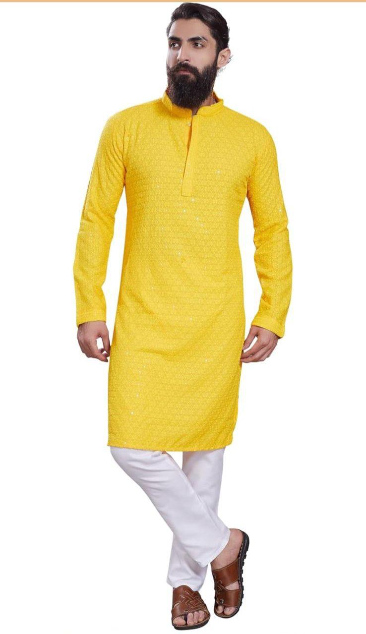Saffron Radiance Kurta Set — Men's Wear at Trendy Closet, Morrisville NC