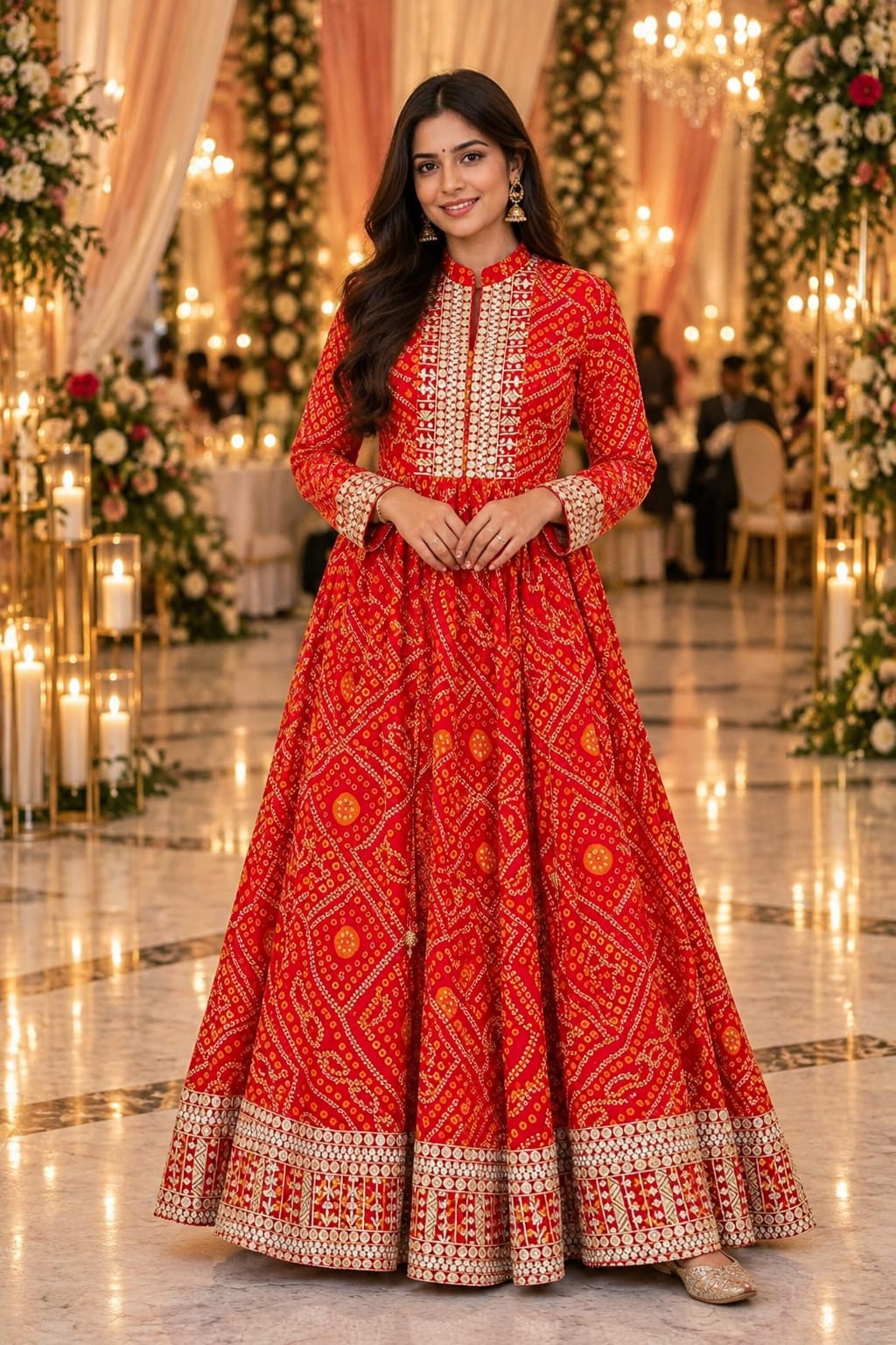 Scarlet Bandhej Gown — Gowns at Trendy Closet, Morrisville NC